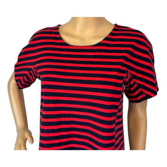 J. Crew Striped T-Shirt Dress Red Navy Short Sleeve C6514 Size S - Picture 7 of 12